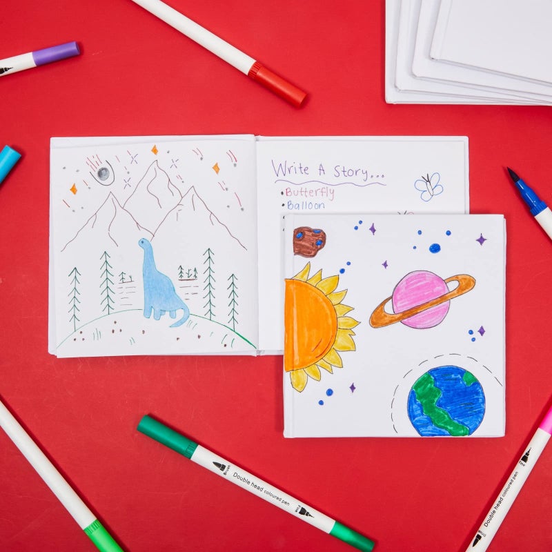 Paper Junkie Blank Books for Kids to Write Stories - 5.2 x 5.2 in White Hardcover, 6-Pack - Unlined Sketchbook Journal & Composition Notebook - Drawing Notebook for Kids - Create Your Own Book - Image 2